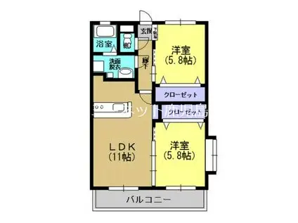 アネシスL(2LDK/1階)の間取り写真