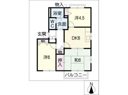 セントラル長松 A・B棟(3DK/1階)の間取り写真