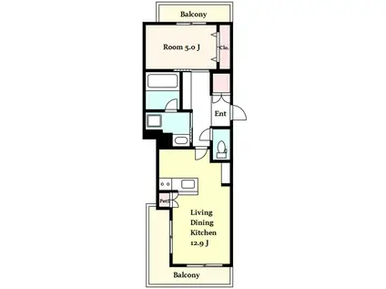 世田谷1丁目メゾン(1LDK/5階)の間取り写真