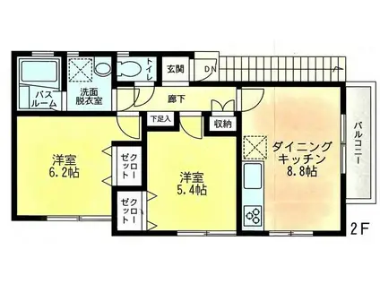 ベイフラワー(2LDK/2階)の間取り写真