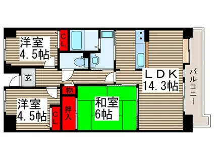 TS GARDEN 清瀬(3LDK/4階)の間取り写真