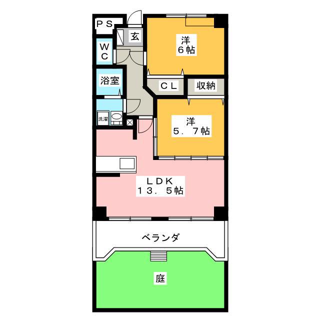樽見鉄道 北方真桑駅 徒歩32分 3階建 築24年(2LDK/1階)の間取り写真