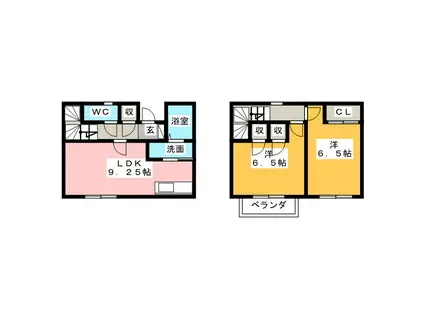 サンモール(2LDK/1階)の間取り写真