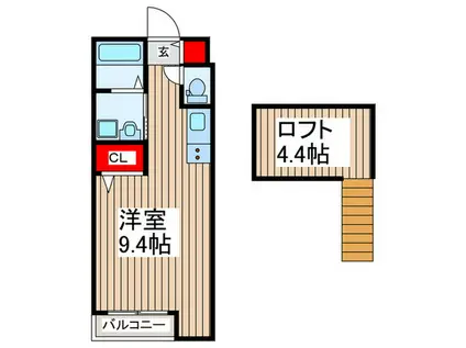 エスポワール樹(ワンルーム/2階)の間取り写真