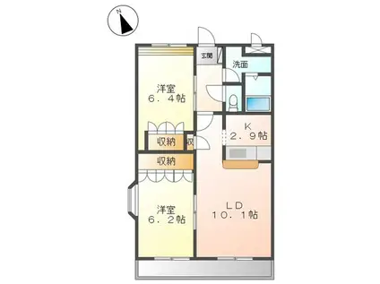 アメニティー B(2LDK/1階)の間取り写真