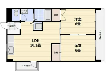サンハイツ菊鈴(2LDK/2階)の間取り写真