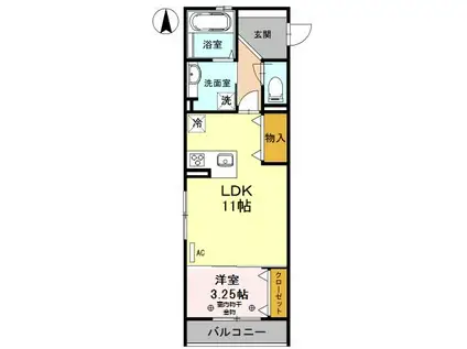 KANONカノン(1LDK/3階)の間取り写真