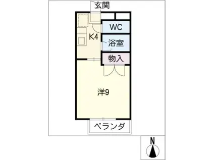 ハイツ桔梗II(1K/1階)の間取り写真
