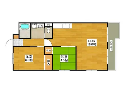 ハイツ桃山(2LDK/3階)の間取り写真