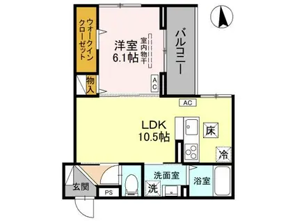 草加市氷川町PJIV A(1LDK/1階)の間取り写真