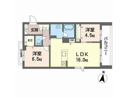 シャーメゾン壺川 A(2LDK/3階)の間取り写真