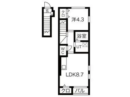 ヒナハウス(1LDK/2階)の間取り写真