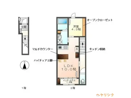 スマイル 和楽(1LDK/2階)の間取り写真