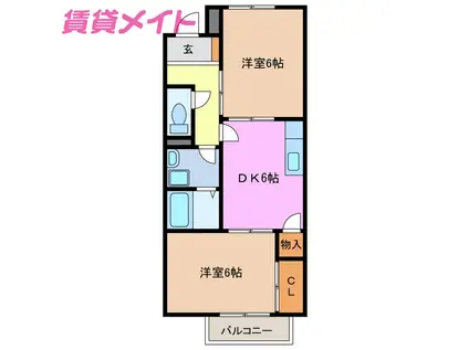 ANGELHOUSE東山(2DK/1階)の間取り写真