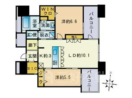 アイランドシティオーシャン&フォレストタワーレジデンスイースト棟(2LDK/26階)の間取り写真