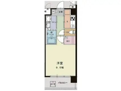 DUALEA(1K/4階)の間取り写真