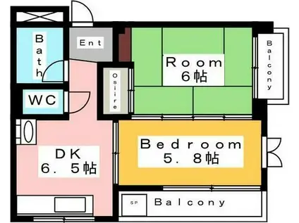 フジメゾン・西尾(1LDK/3階)の間取り写真