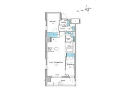 ルフォンプログレ品川戸越(2LDK/4階)の間取り写真