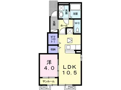 カーサ カメリア(1LDK/1階)の間取り写真