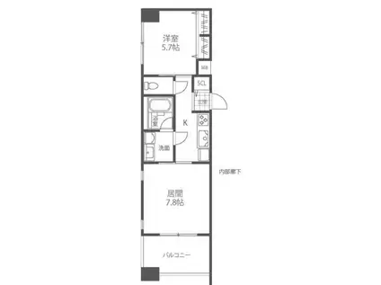 プラザハウスビル(1DK/1階)の間取り写真