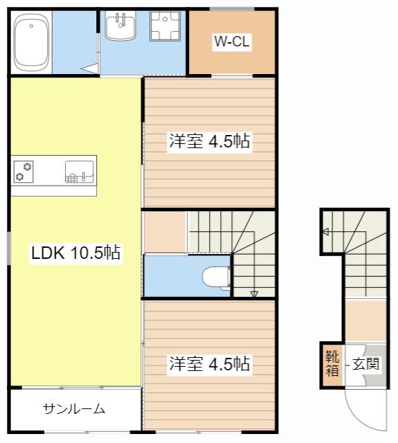 グッドライフステージ後三条A(2LDK/2階)の間取り写真