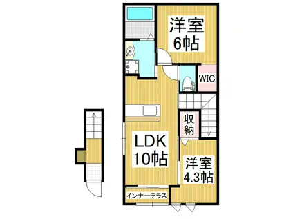 ヴァンベール(2LDK/2階)の間取り写真