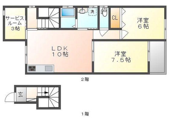 MAISON DE YASUGI(2LDK/2階)の間取り写真