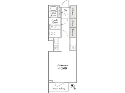 ルミークアン上原(1K/2階)の間取り写真