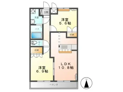 トゥインクルI(2LDK/2階)の間取り写真