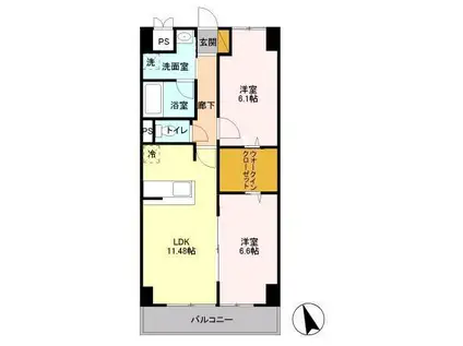 グランヒルズ(2LDK/7階)の間取り写真