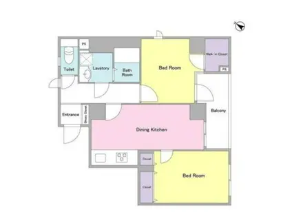 メゾンピオニー日本橋浜町(2DK/7階)の間取り写真