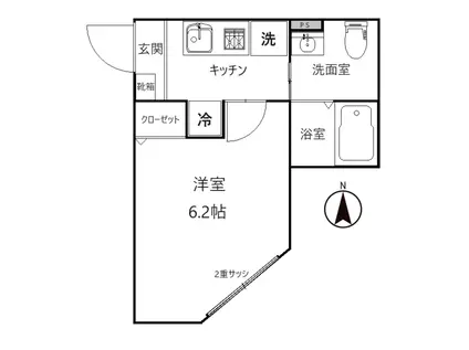アイ・ボナールI(1K/2階)の間取り写真