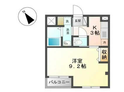 ル・グランドゥール中尾(1K/3階)の間取り写真