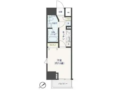 DUARES愛宕虎ノ門(1K/4階)の間取り写真