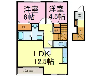 クレールコート(2LDK/2階)の間取り写真