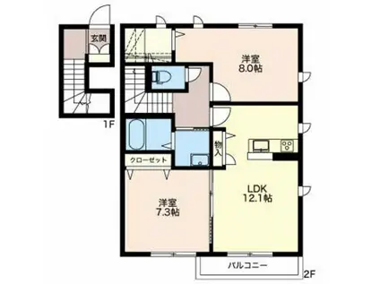 エターナル(2LDK/2階)の間取り写真