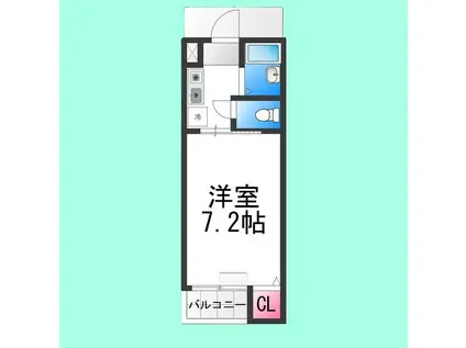 ミドゥスジ堺II(1K/1階)の間取り写真