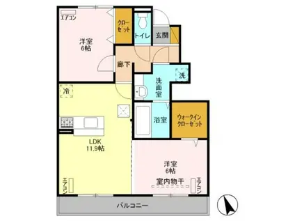 サンガーデン華二号館(2LDK/1階)の間取り写真