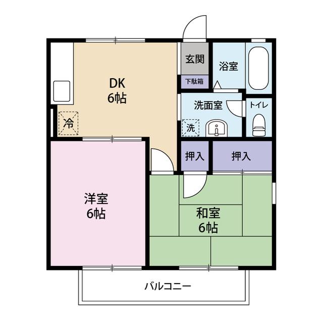 コーポセジュール(2DK/2階)の間取り写真