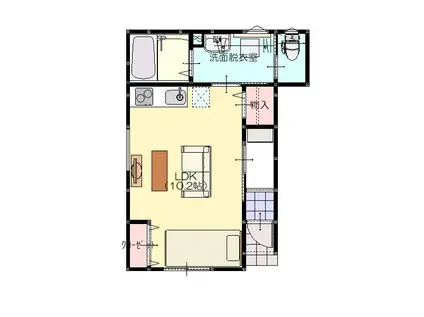 D-BOX水落I(ワンルーム/1階)の間取り写真