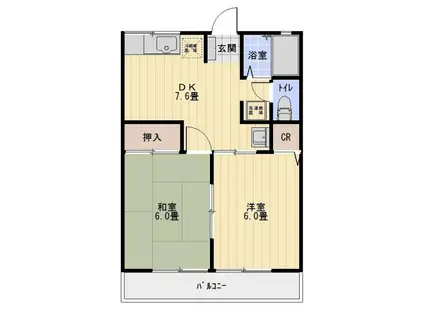 シャトレ B(2DK/2階)の間取り写真