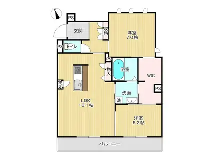 KAON(2LDK/2階)の間取り写真