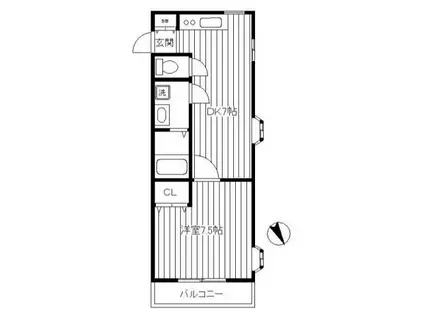 ブルーウエイブ(1DK/3階)の間取り写真