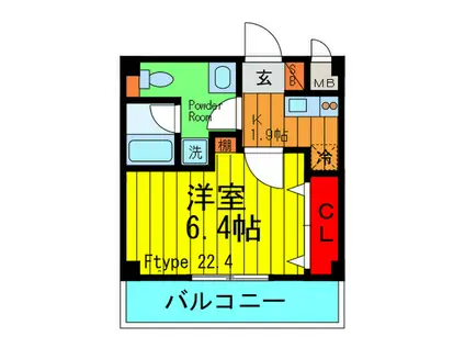 京阪本線 香里園駅 徒歩7分 3階建 築18年(1K/2階)の間取り写真