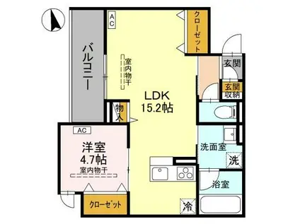 D-IMPARABLE(1LDK/3階)の間取り写真