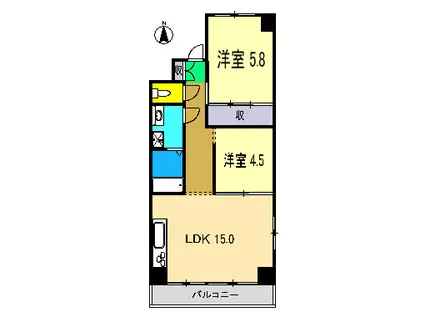 ア・ラコント 南棟(2LDK/2階)の間取り写真