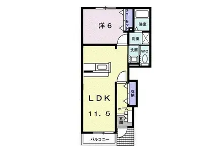 メロディハウス メゾピアノ(1LDK/1階)の間取り写真