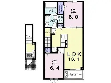 リブリオポラ A(2LDK/2階)の間取り写真