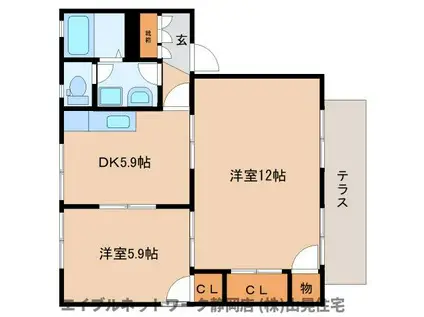 ルミエールハイムB棟(2DK/1階)の間取り写真