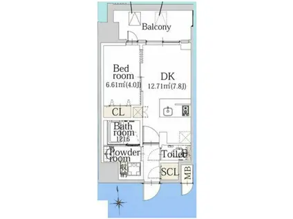 エスライズ難波III(1DK/6階)の間取り写真